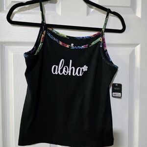 ALOHA Black Camisole with Vibrant Trim